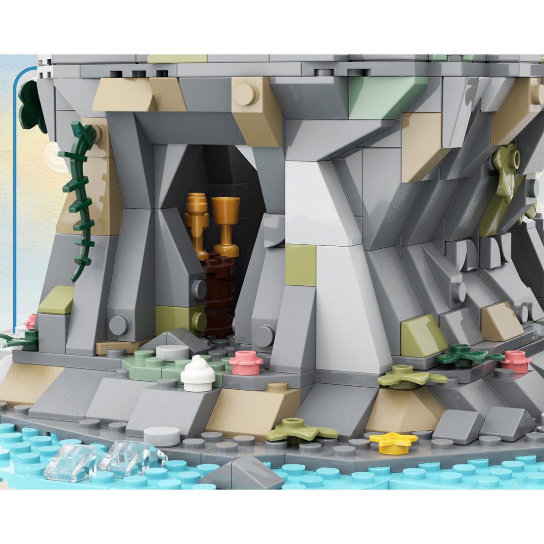 moc-253560 lighthouse rock - seaside harbor castle building blocks set(1647PCS), Bay Architecture Model Modular Port