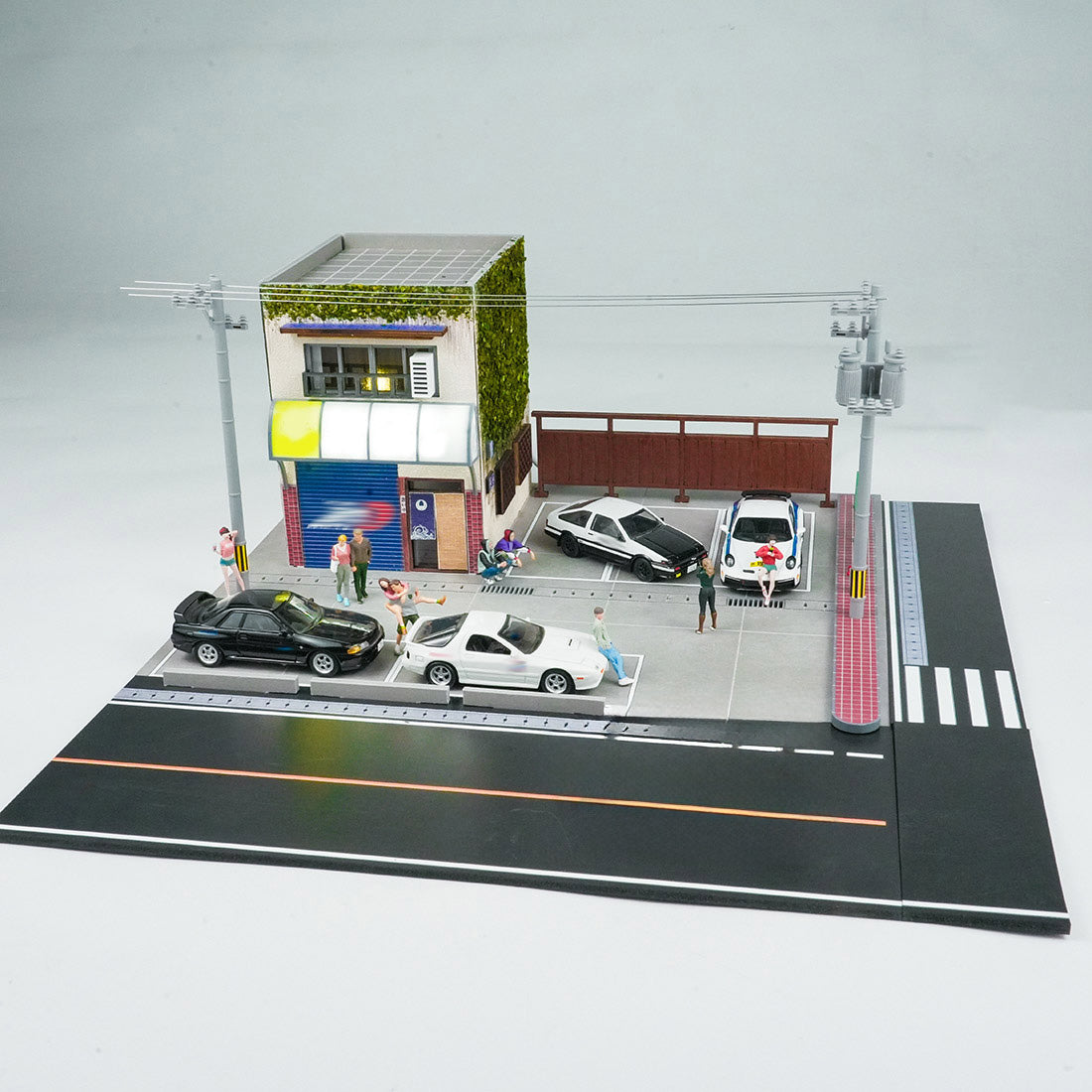 1/64 Scale Tofu Shop Diorama Building Scene Model with Parking Area