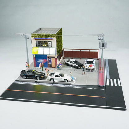 1/64 Scale Tofu Shop Diorama Building Scene Model with Parking Area