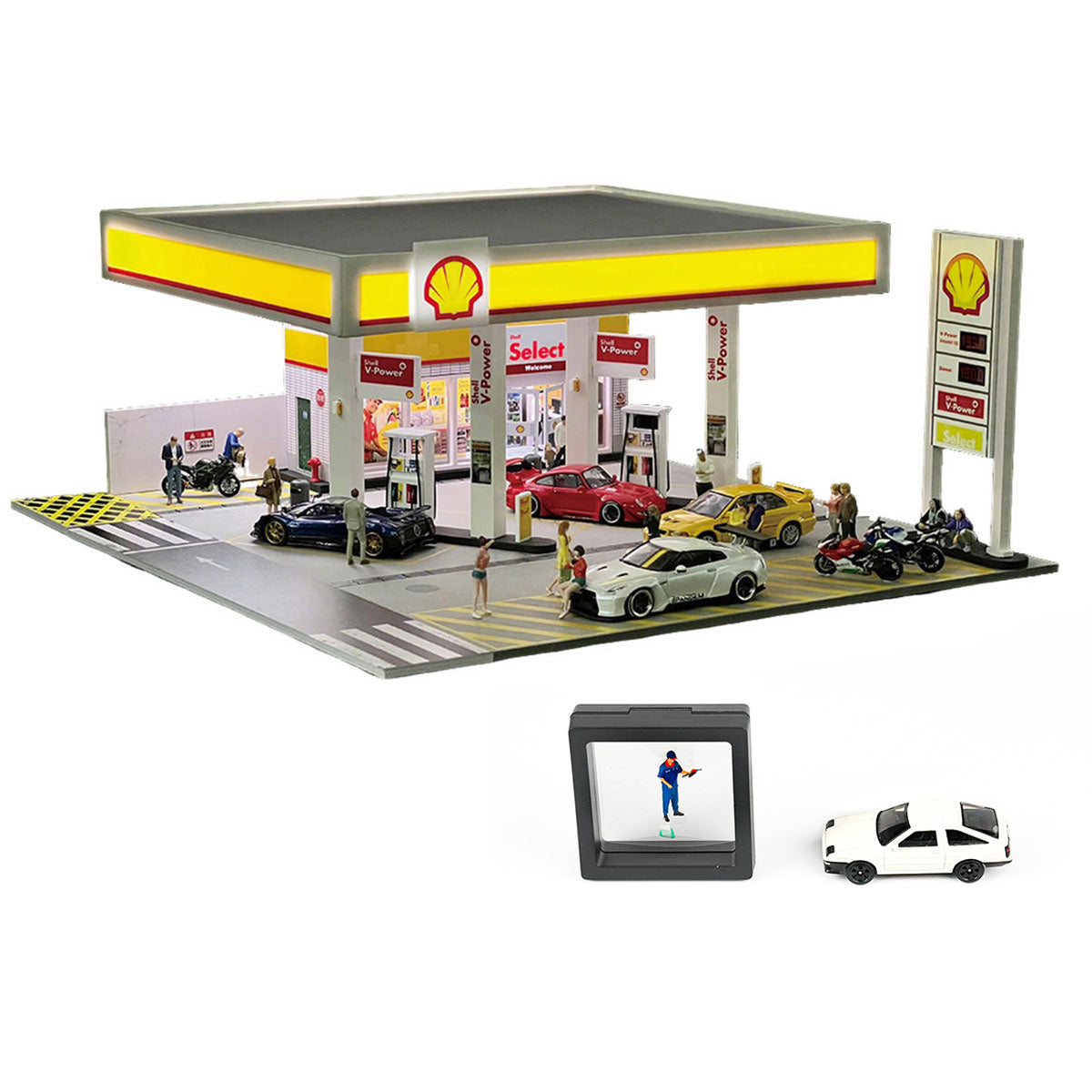 1/64 Scale Shell Gas Station Diorama Building Scene Model