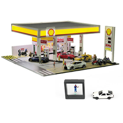 1/64 Scale Shell Gas Station Diorama Building Scene Model