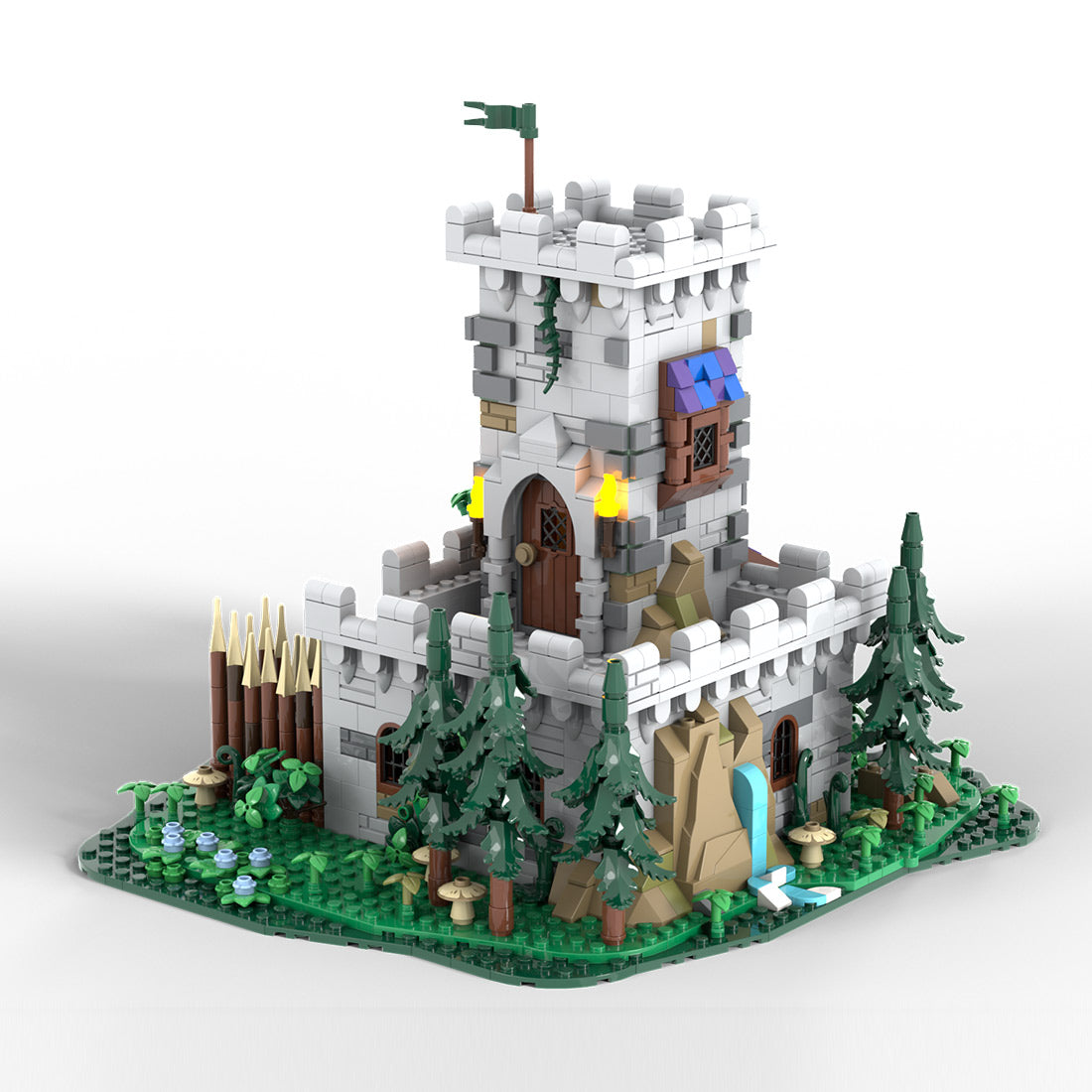 moc-228153 medieval outpost tower building block set(1606pcs)
