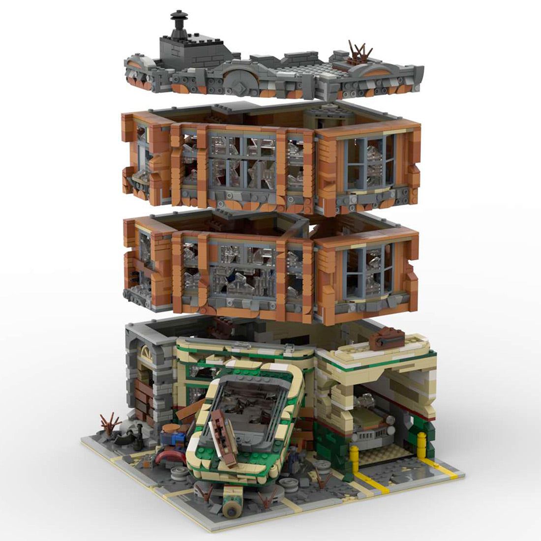 moc-66422 corner garage - apocalypse version building blocks set（3065pcs+）