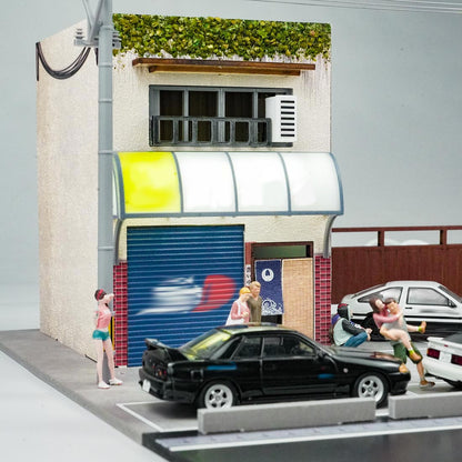 1/64 Scale Tofu Shop Diorama Building Scene Model with Parking Area