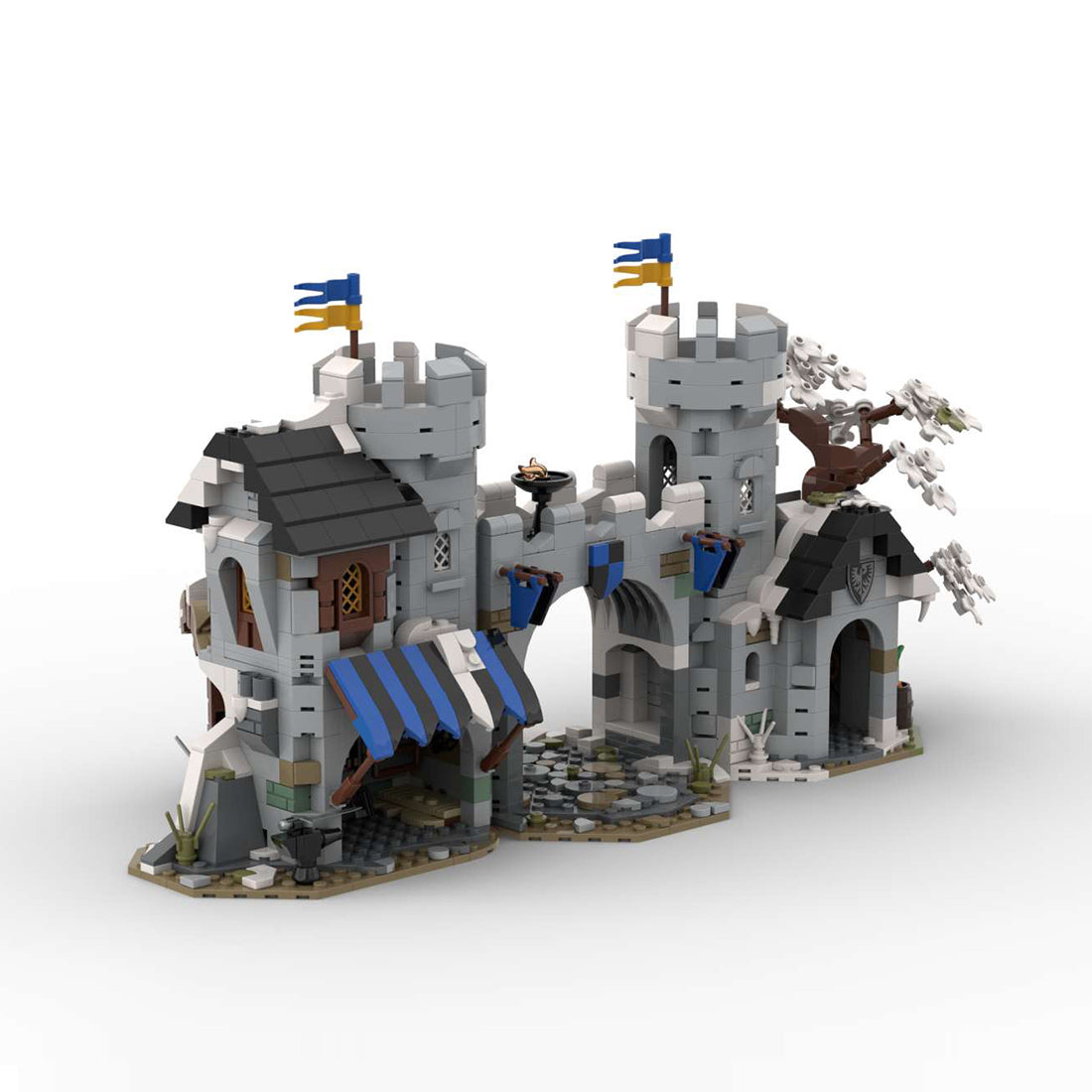 moc-237647 black falcon castle gate building blocks set(1412pcs)