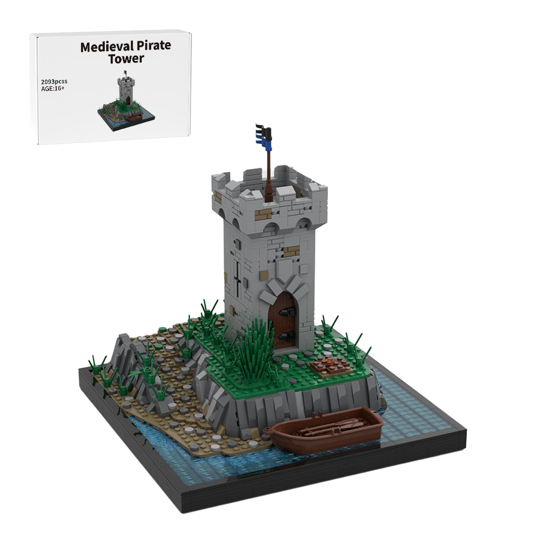 medieval coastal watchtower building blocks set (2093pcs)
