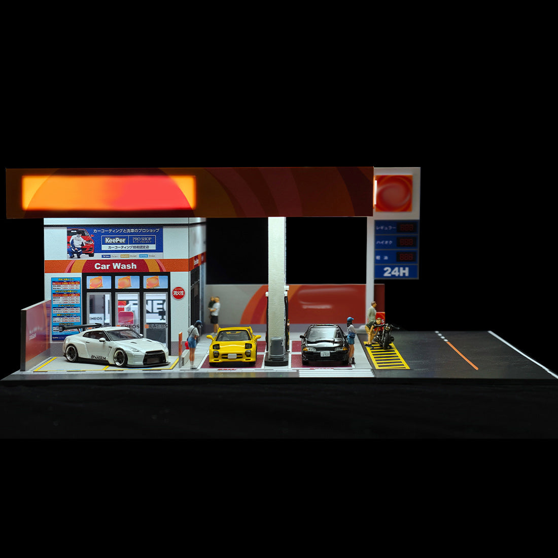 1/64 Scale Japanese Gas Station Diorama Building Scene Model