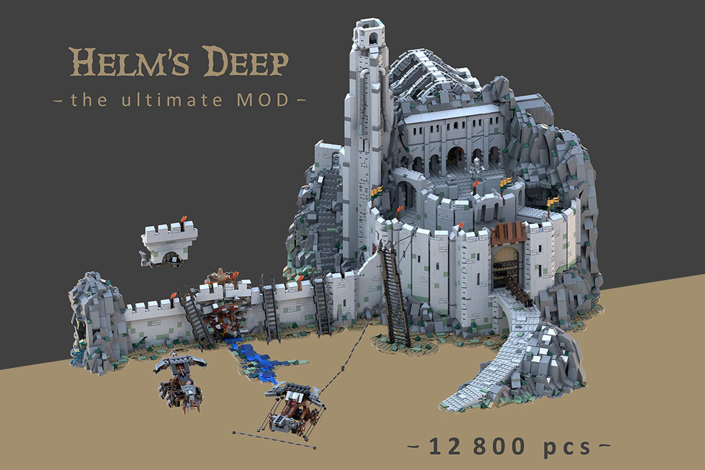 moc-228790 medieval sci-fi film fortress valley scene helms deep building blocks set(12807pcs)
