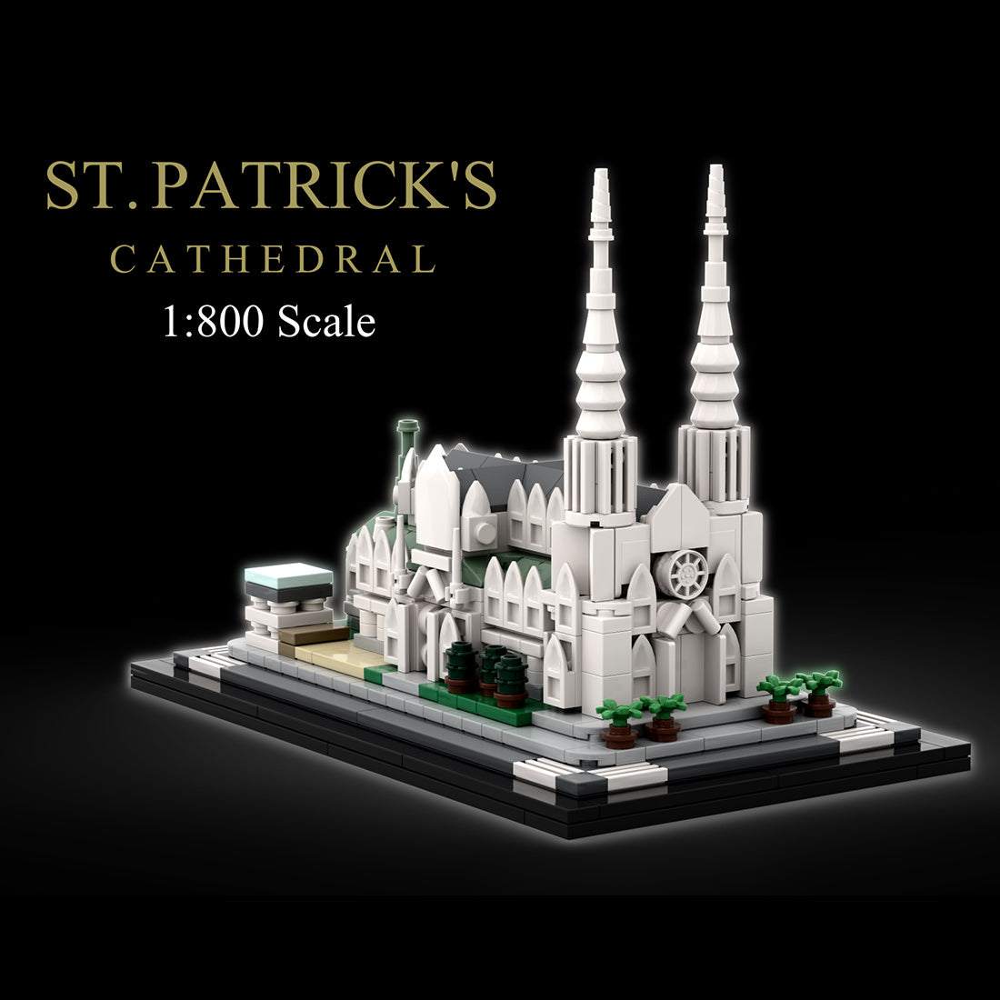 moc-212962 1/800 scale st. patrick’s cathedral building blocks set (580pcs)