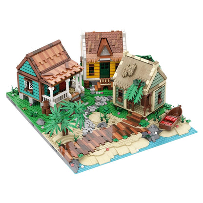 moc-255143 pirate harbor shack - seaside harbor castle building blocks 