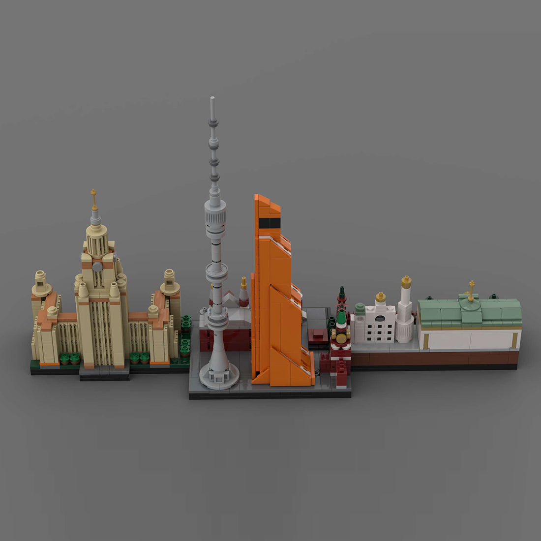 moc-193781 1/2000 scale moscow city skyline street scene building blocks  set (1229pcs)