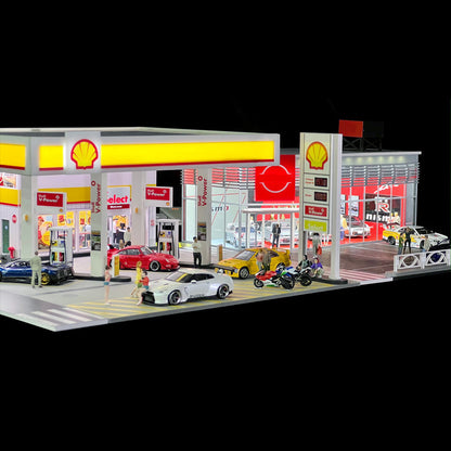 1/64 Scale Shell Gas Station Diorama Building Scene Model
