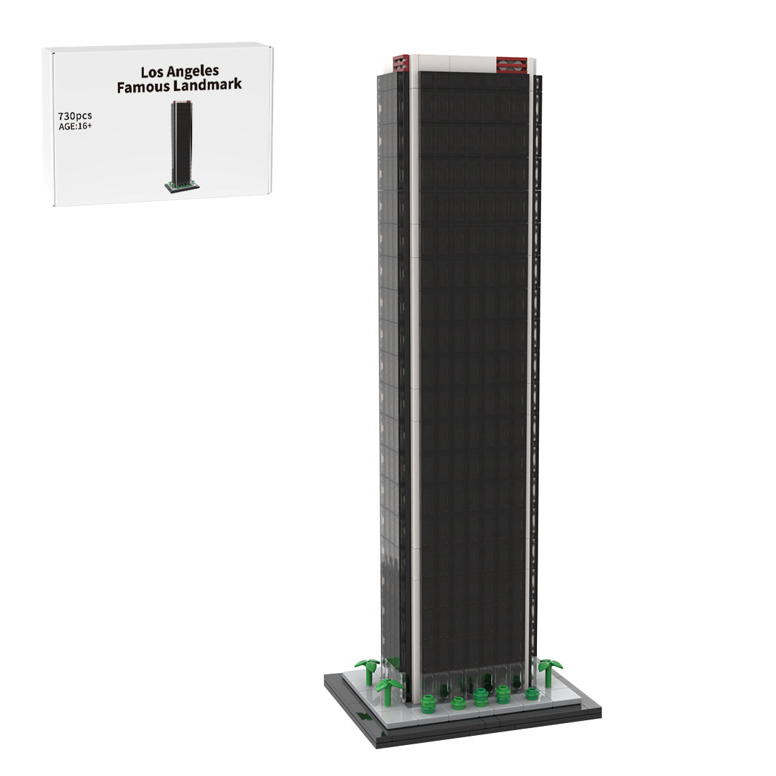 moc-231911 1/800 scale aon center los angeles building blocks set (730pcs)