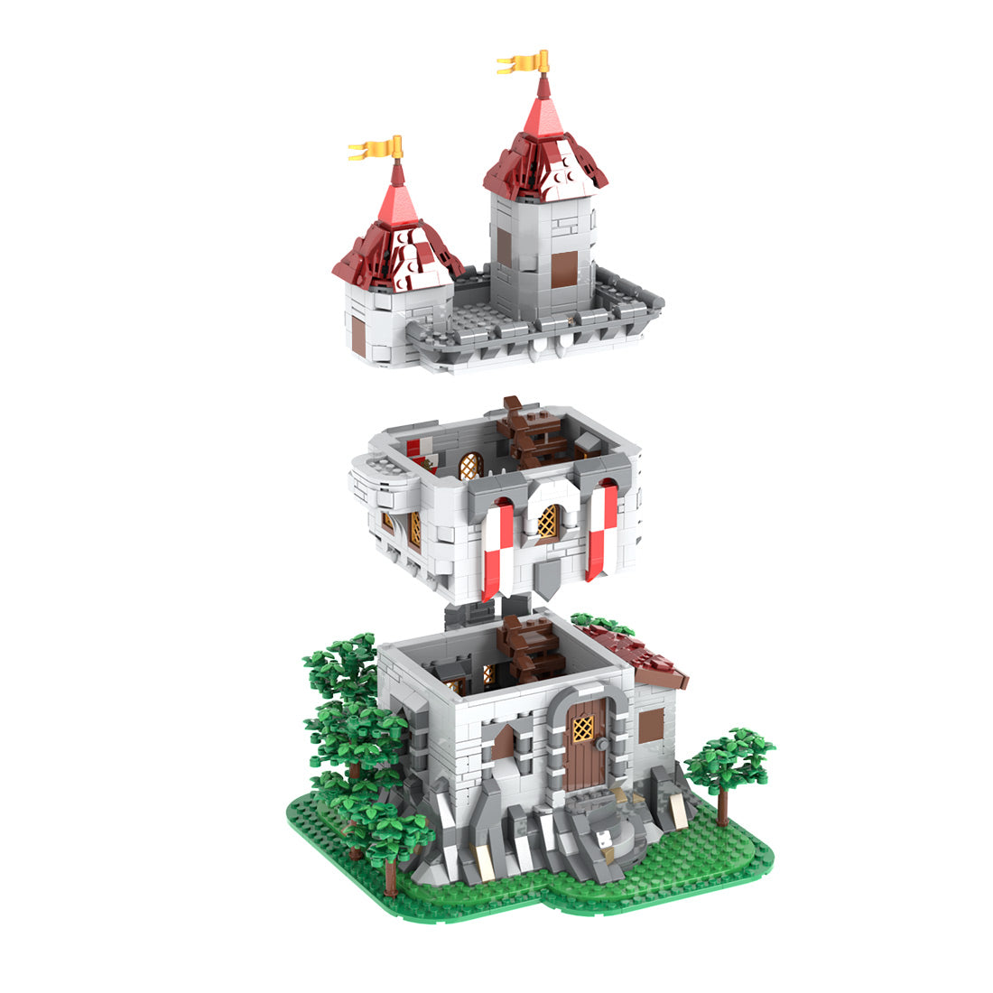 moc-238413 lion knights’ outpost building blocks set (1600pcs)