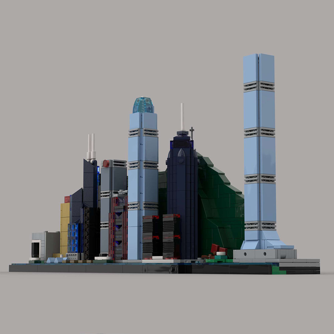 street scene moc hongkong city skyline building blocks set(1101pcs)