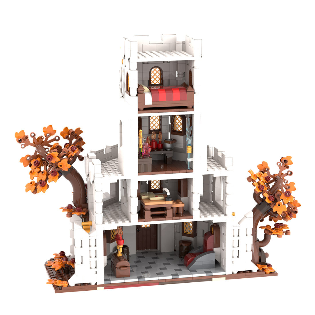 moc-233345 white wizard’s tower building blocks set (1470pcs)
