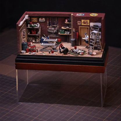 1/64 Scale Auto Repair Garage Diorama with LED Lighting