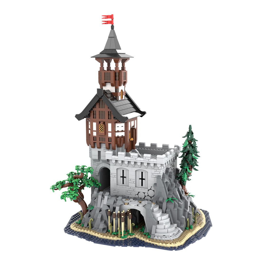 moc-227229 medieval rock tower building blocks set(2962pcs)