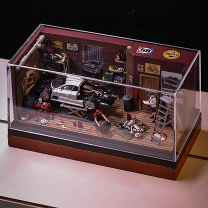1/64 Scale Auto Repair Garage Diorama with LED Lighting