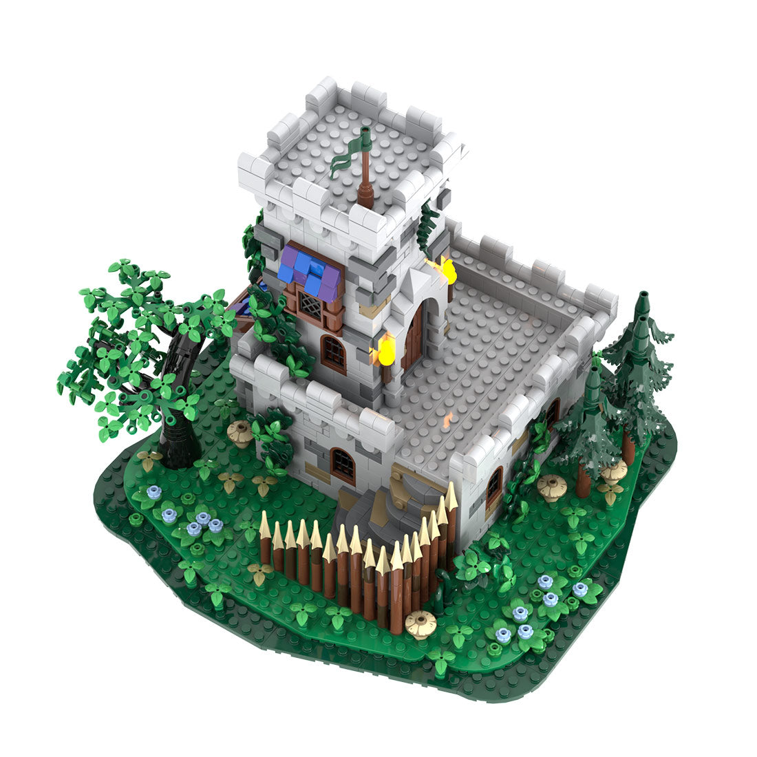 moc-228153 medieval outpost tower building block set(1606pcs)