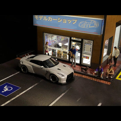 1/64 scale model shop diorama building scene model with parking area