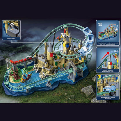 Sci-Fi Electric Motorized Castle Roller Coaster Building Block