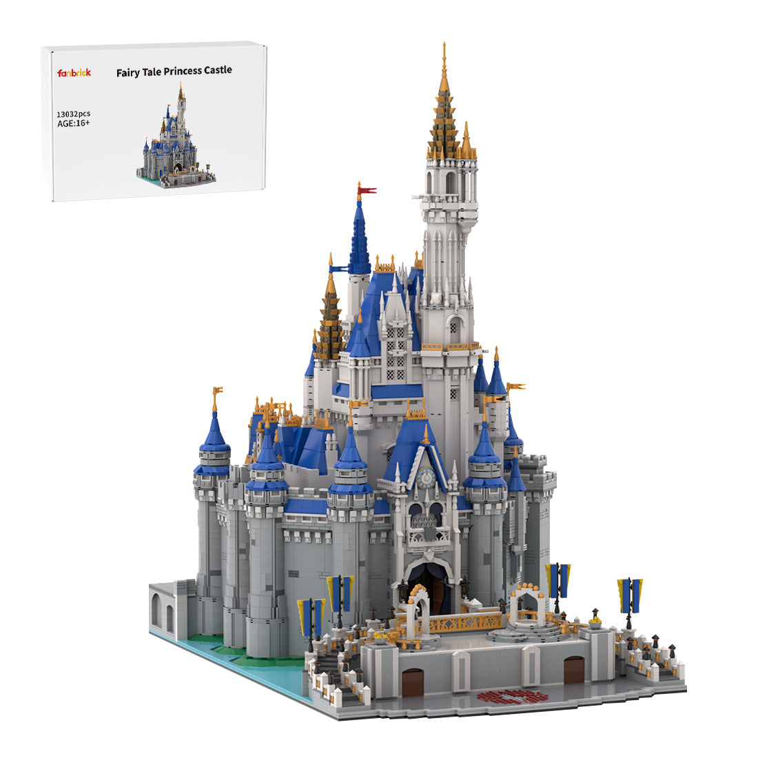 moc-254957 ultimate cinderella castle v2 with stage castle building blocks(13032pcs)
