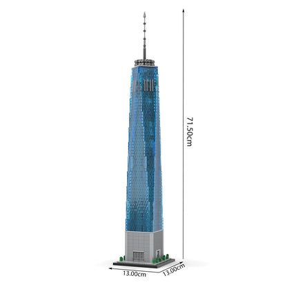 moc-159549 1/800 scale landmark architecture 1 world trade center street scene building blocks set (3153pcs)