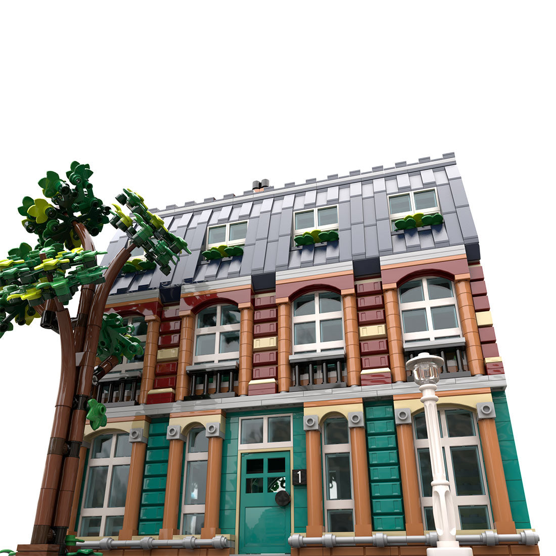 Classic three story school architecture building model