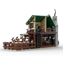 moc-183213 reindeer ranch christmas snowy street view modular architecture