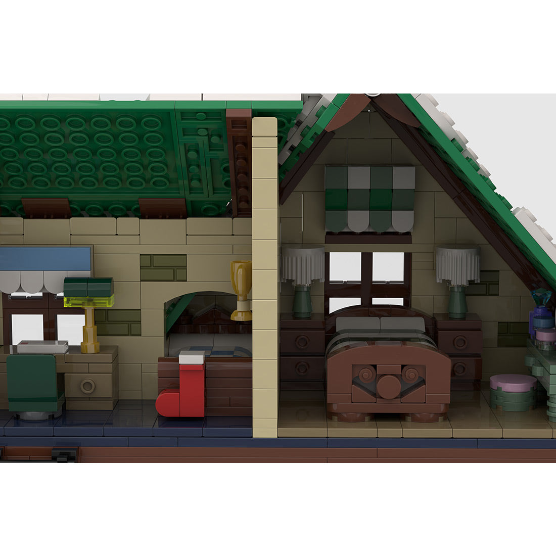 moc-183213 reindeer ranch christmas snowy street view modular architecture