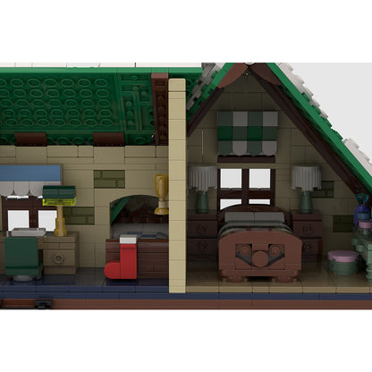 moc-183213 reindeer ranch christmas snowy street view modular architecture