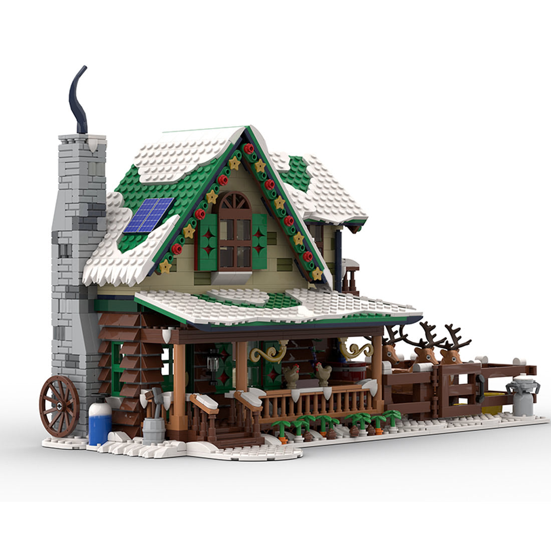 moc-183213 reindeer ranch christmas snowy street view modular architecture