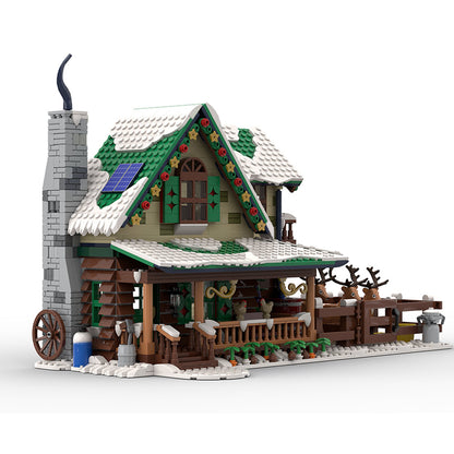 moc-183213 reindeer ranch christmas snowy street view modular architecture