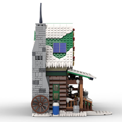 moc-183213 reindeer ranch christmas snowy street view modular architecture