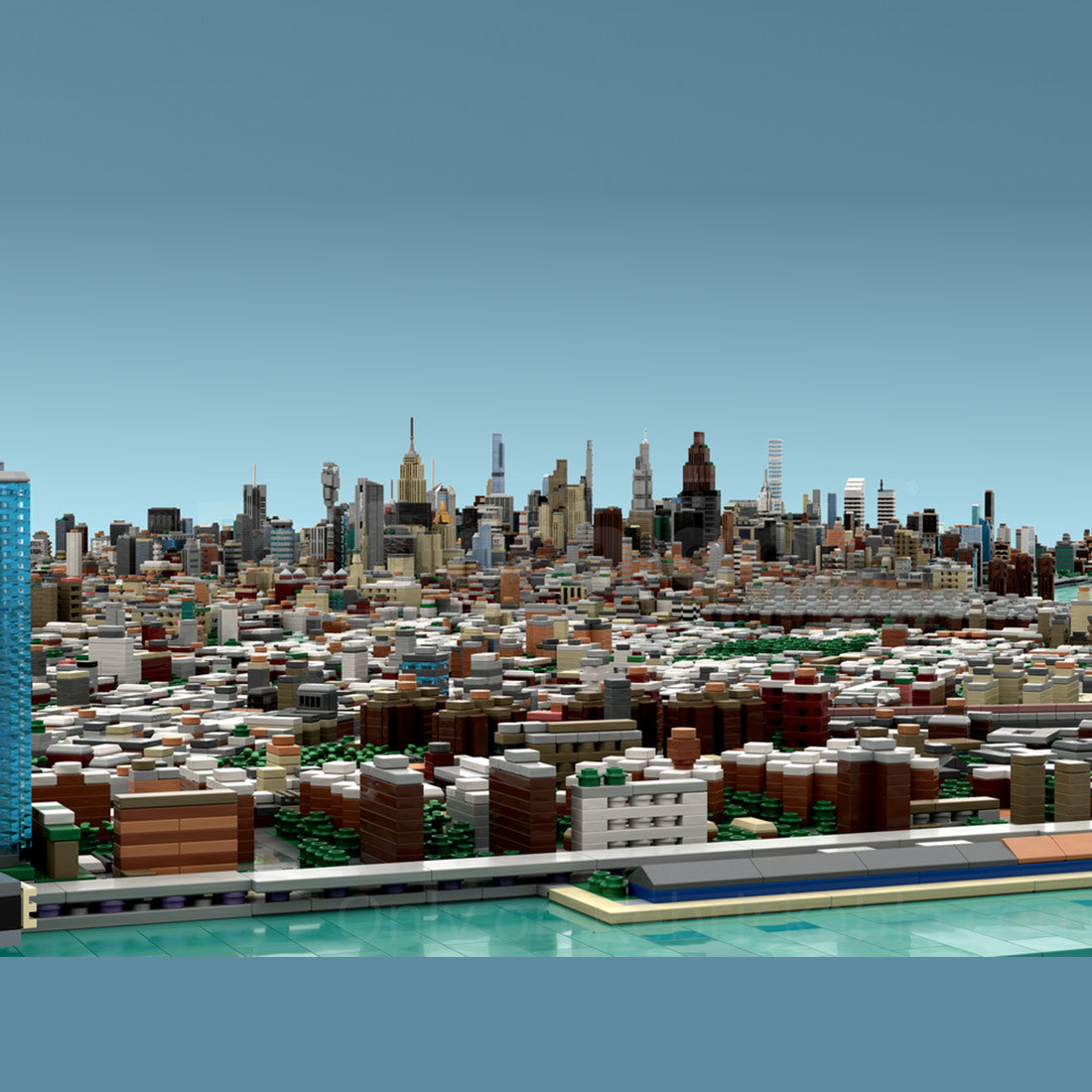 moc-257585 1/2000 scale manhattan - new york city building blocks set (154052pcs)