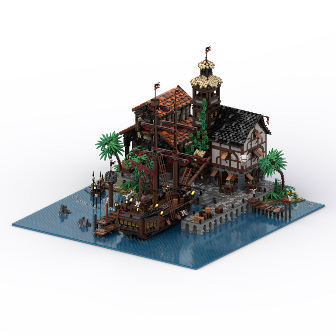 moc-114510 port sauvage pirate town building blocks moc set (14428pcs)