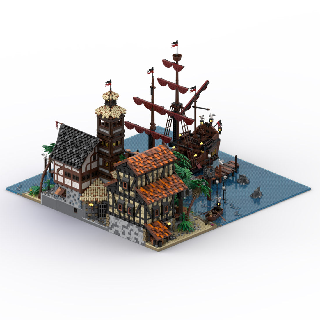 moc-114510 port sauvage pirate town building blocks moc set (14428pcs)