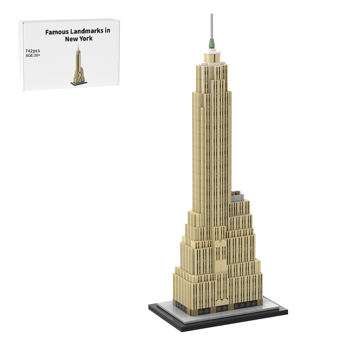 moc-149818 1/800 Scale new york city famous landmark building blocks set (742pcs)
