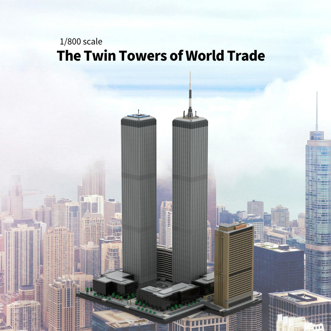 moc-177998 1/800 Scale twin towers street scene building blocks set