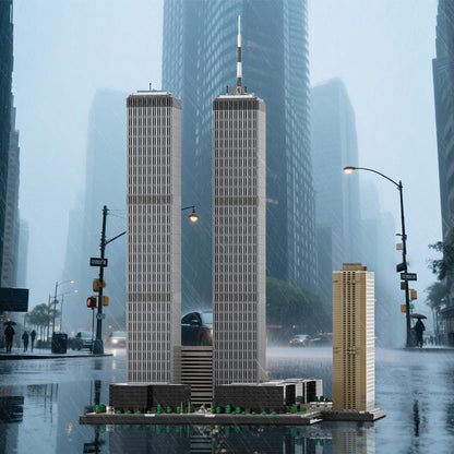moc-177998 1/800 Scale twin towers street scene building blocks set
