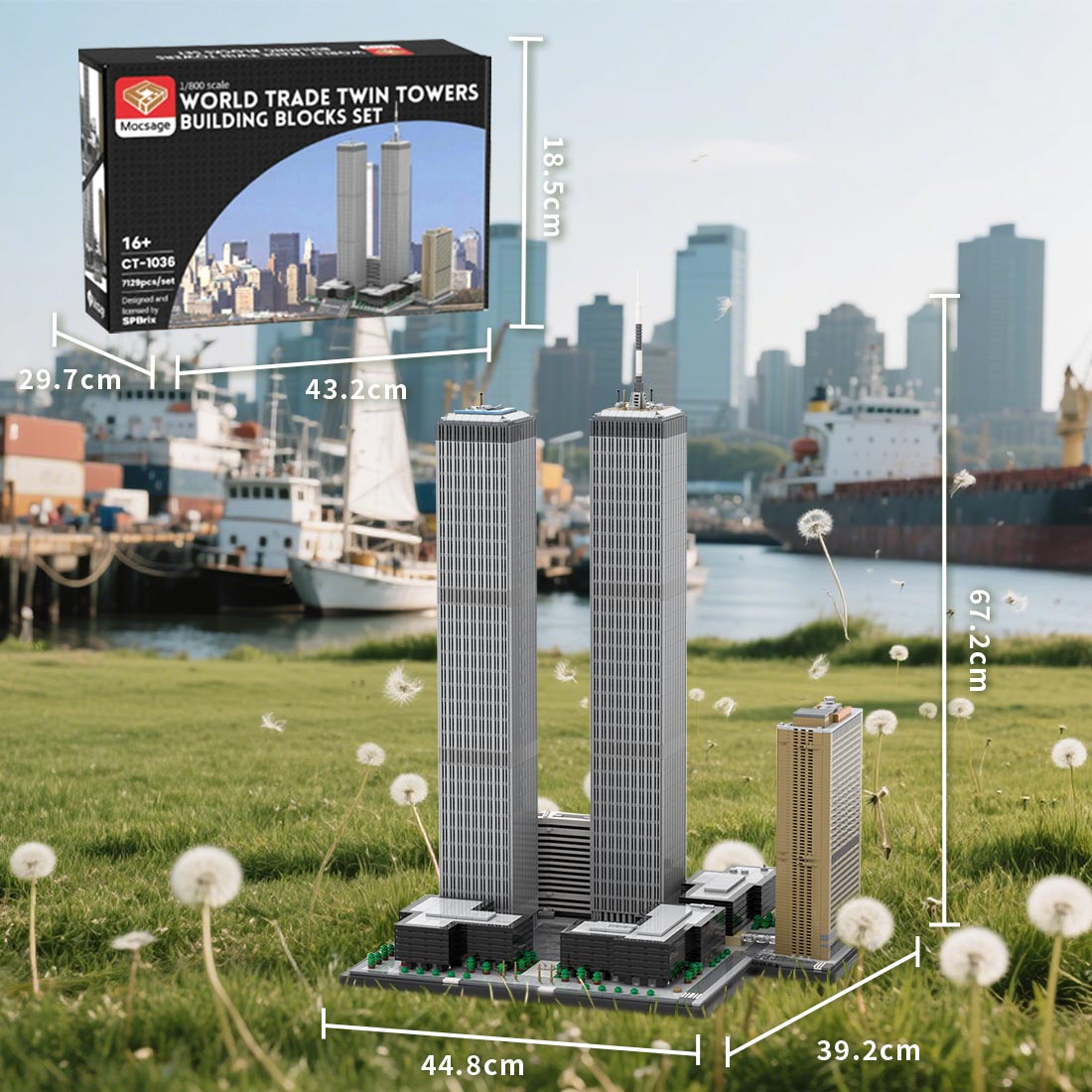 moc-177998 1/800 Scale twin towers street scene building blocks set