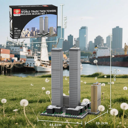 moc-177998 1/800 Scale twin towers street scene building blocks set
