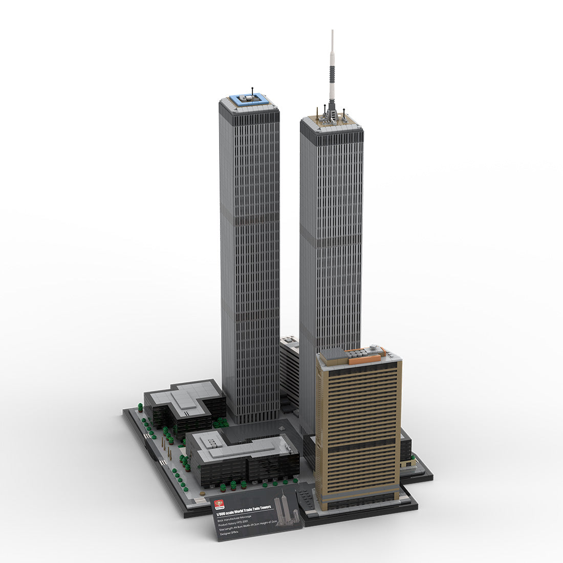 moc-177998 1/800 Scale twin towers street scene building blocks set