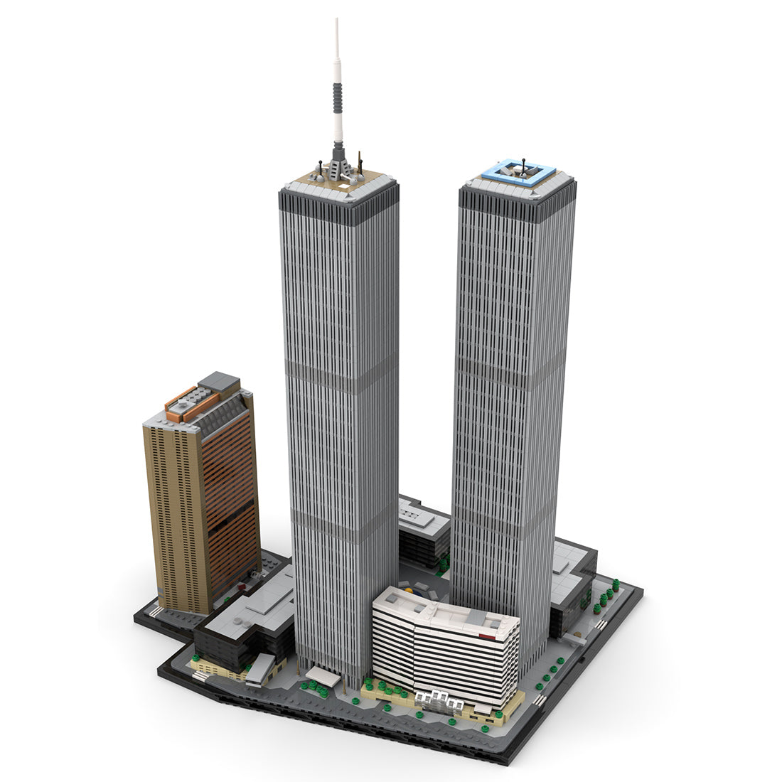 moc-177998 1/800 Scale twin towers street scene building blocks set