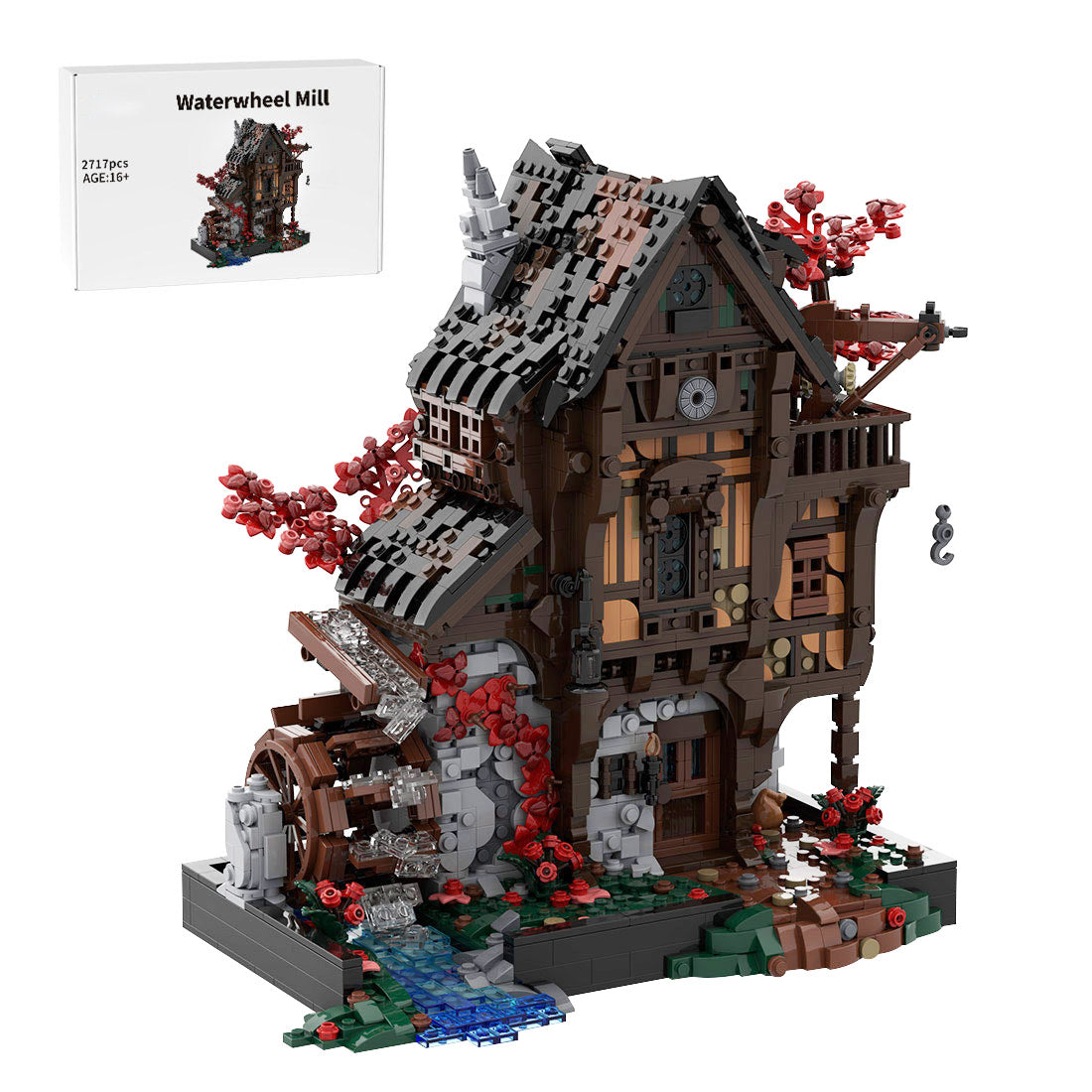 MOC-214249 Medieval MOC Waterwheel Mill Building Blocks