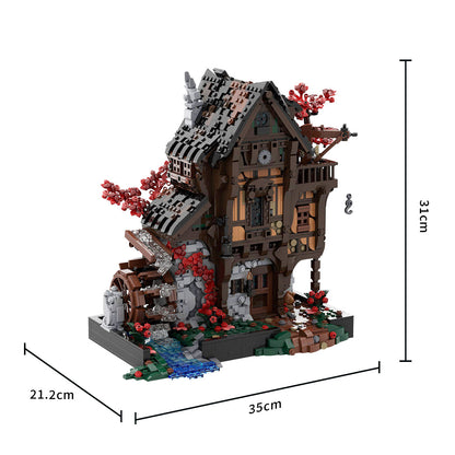 MOC-214249 Medieval MOC Waterwheel Mill Building Blocks