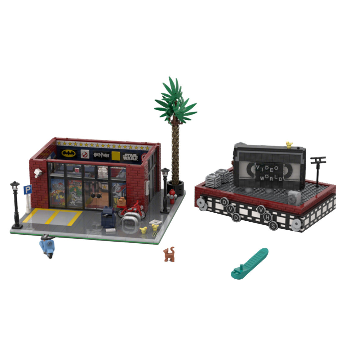 MOC-224017 Südkalifornische Nachbarschaft Retro Videothek Bausteine
