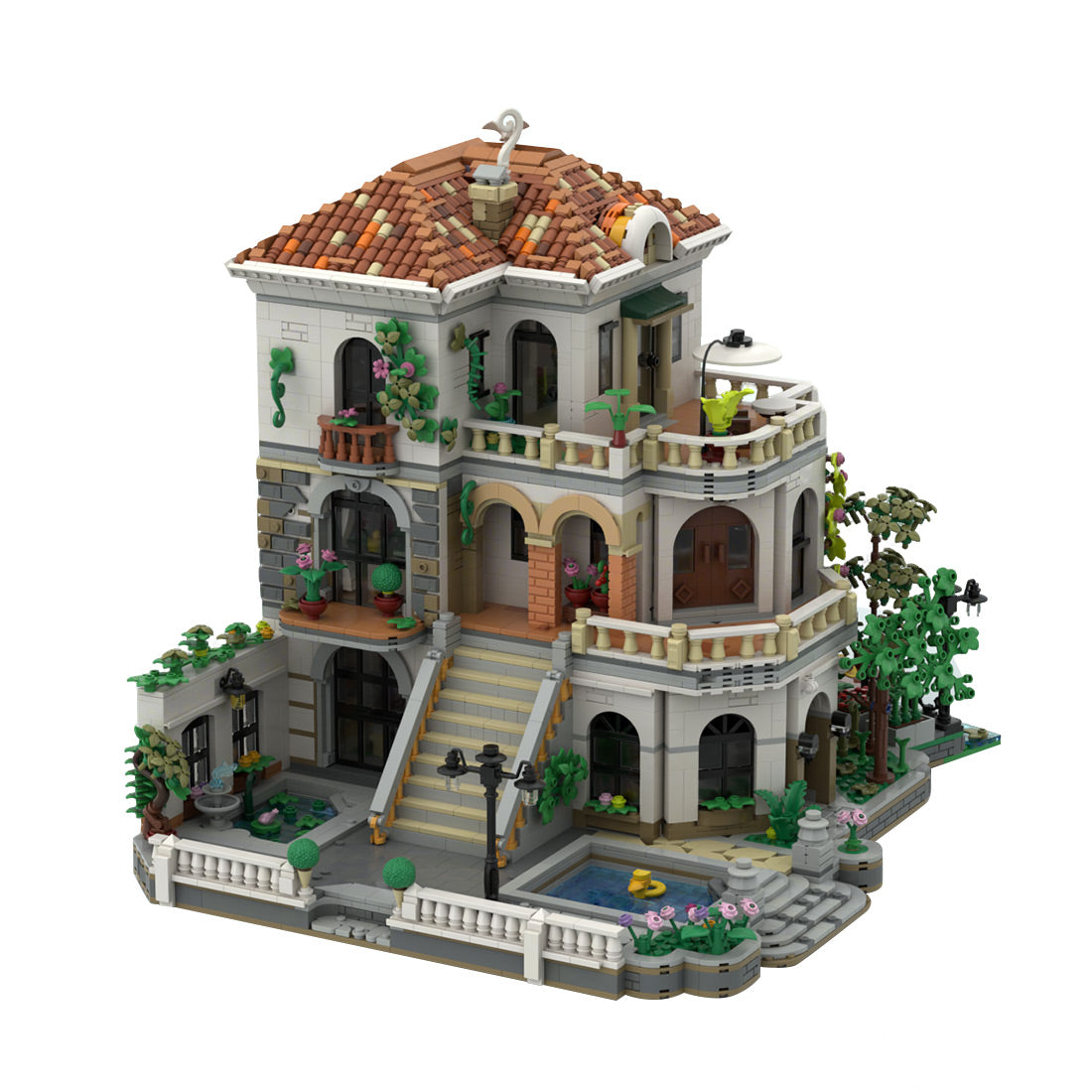 moc-245814 riviera courtyard manor building blocks set (6906pcs)