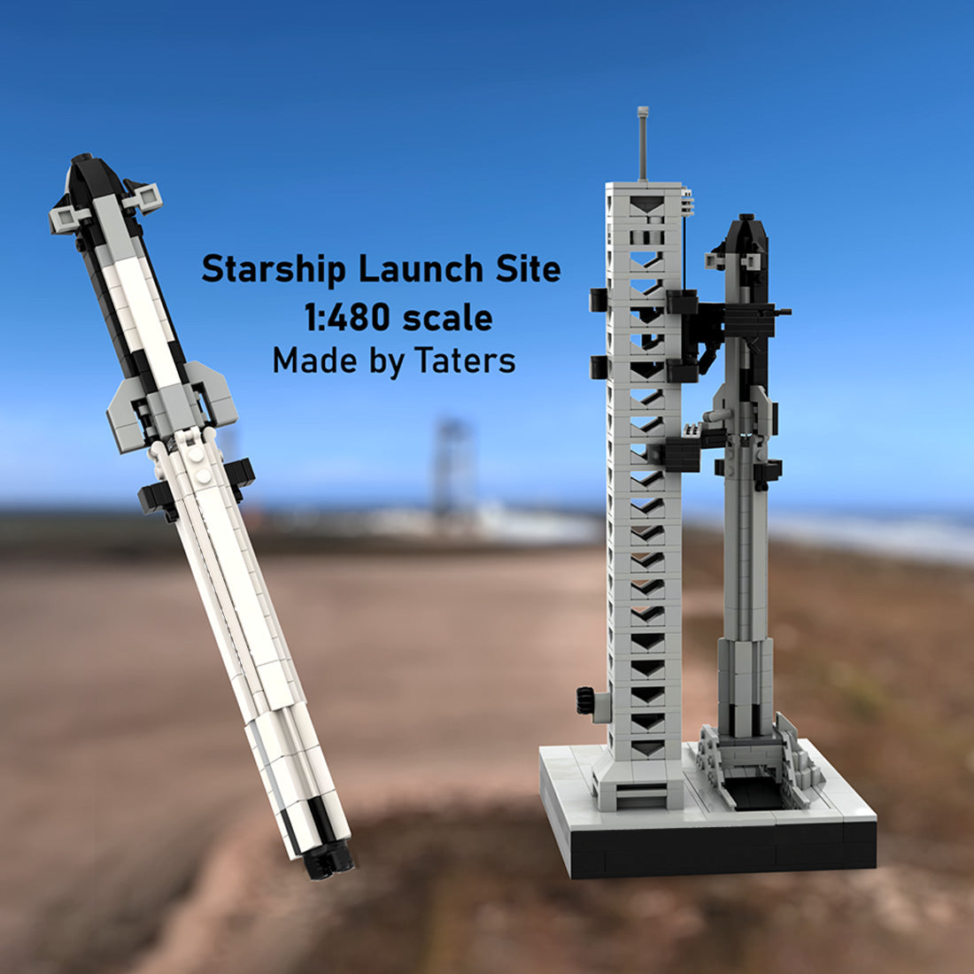 moc-256254 1/480 scale spacex starship launch site new design building blocks(994pcs)